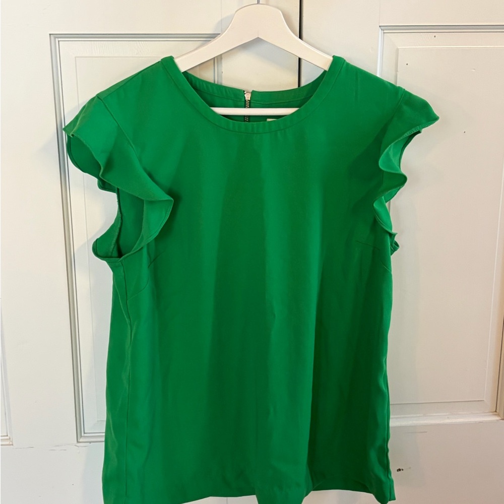 J. Crew Emerald Green Ruffle-Sleeve Blouse 🪩♻️